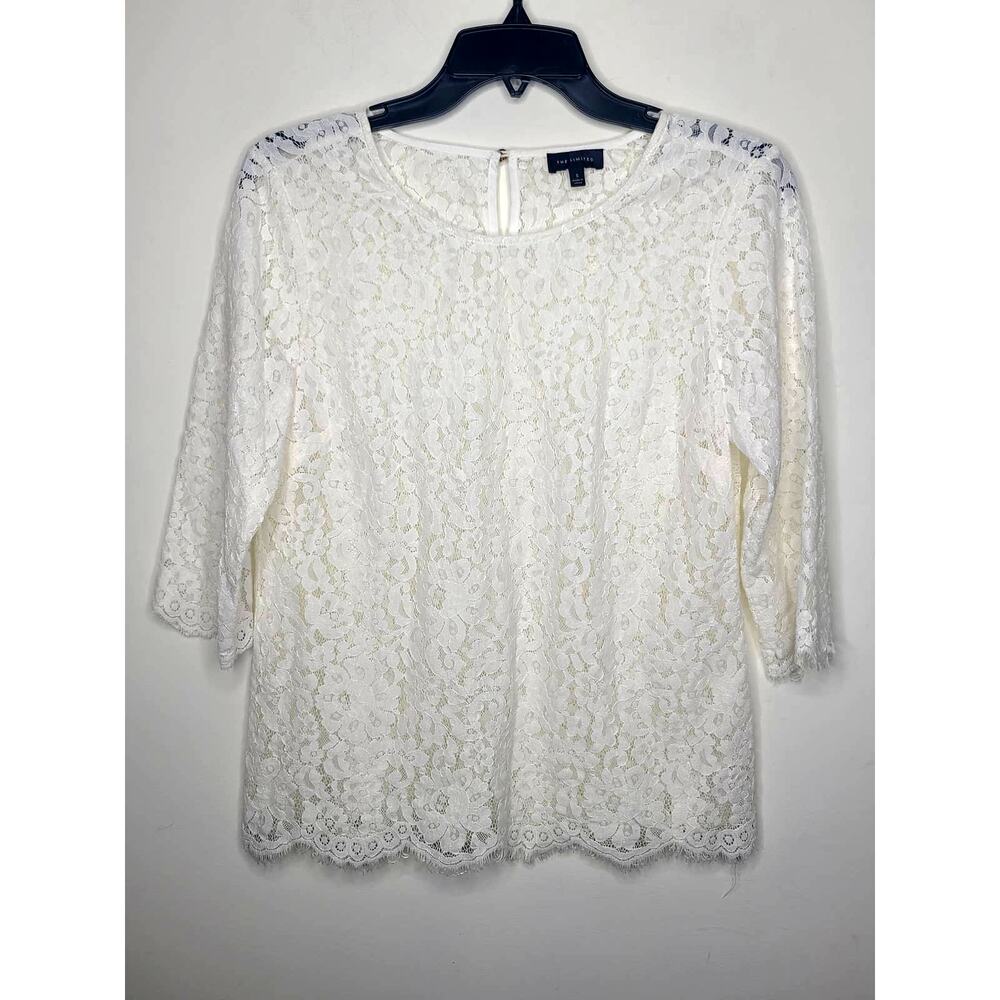 The Limited white lace 3/4 sleeve blouse - XS
